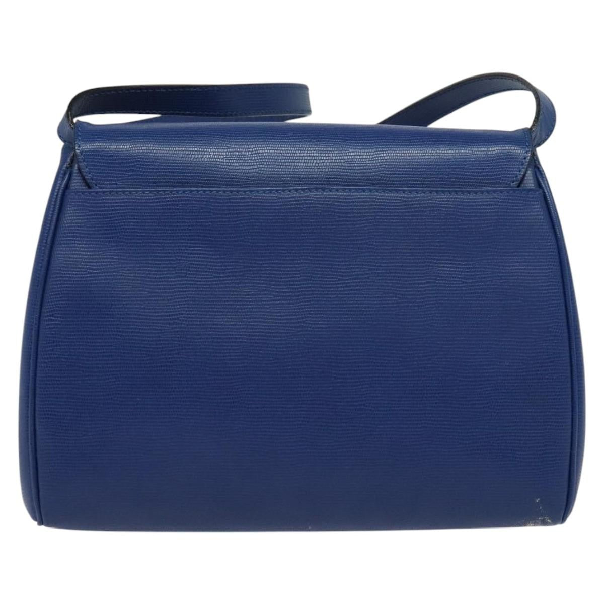 Celine Vintage Circle Logo Crossbody Bag Leather Blue Leather Shoulder Bag Bag (Pre-Owned)