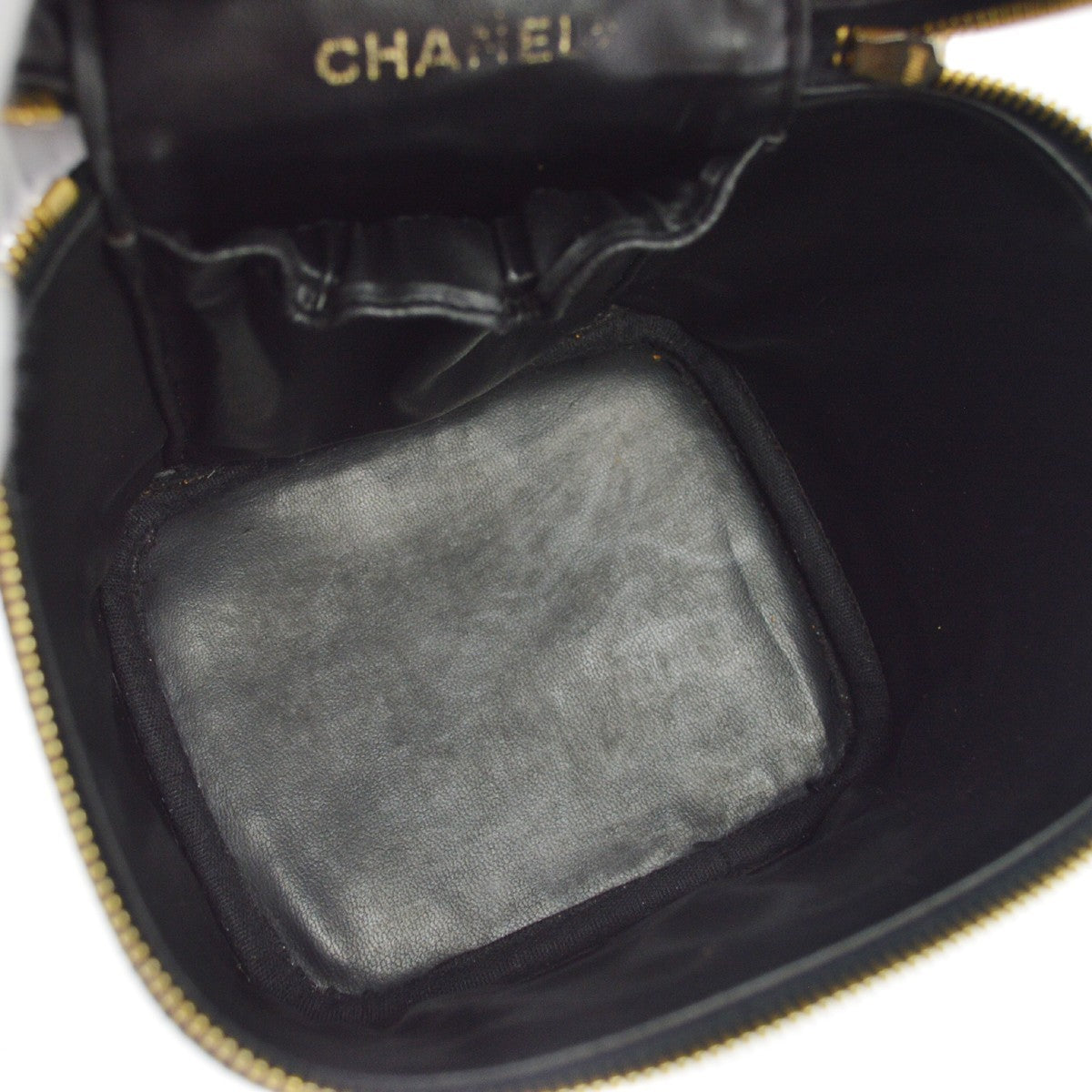Chanel Vintage Timeless Cosmetic Case Caviar Black Leather Handbag (Pre-Owned)