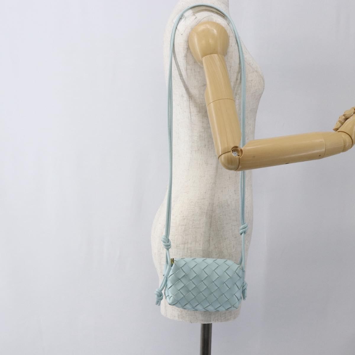Bottega Veneta Loop Crossbody Bag Intrecciato Nappa Blue Leather Shoulder Bag Bag (Pre-Owned)