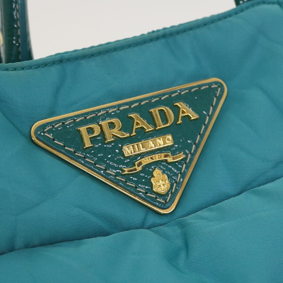 Prada Convertible Tote Quilted Tessuto Turquoise Nylon Handbag (Pre-Owned)