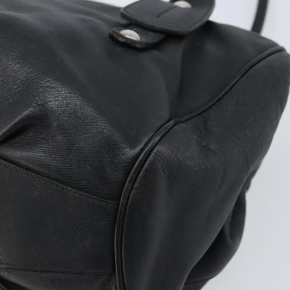 Salvatore Ferragamo Gancini Handbag Leather Black Leather Handbag (Pre-Owned)