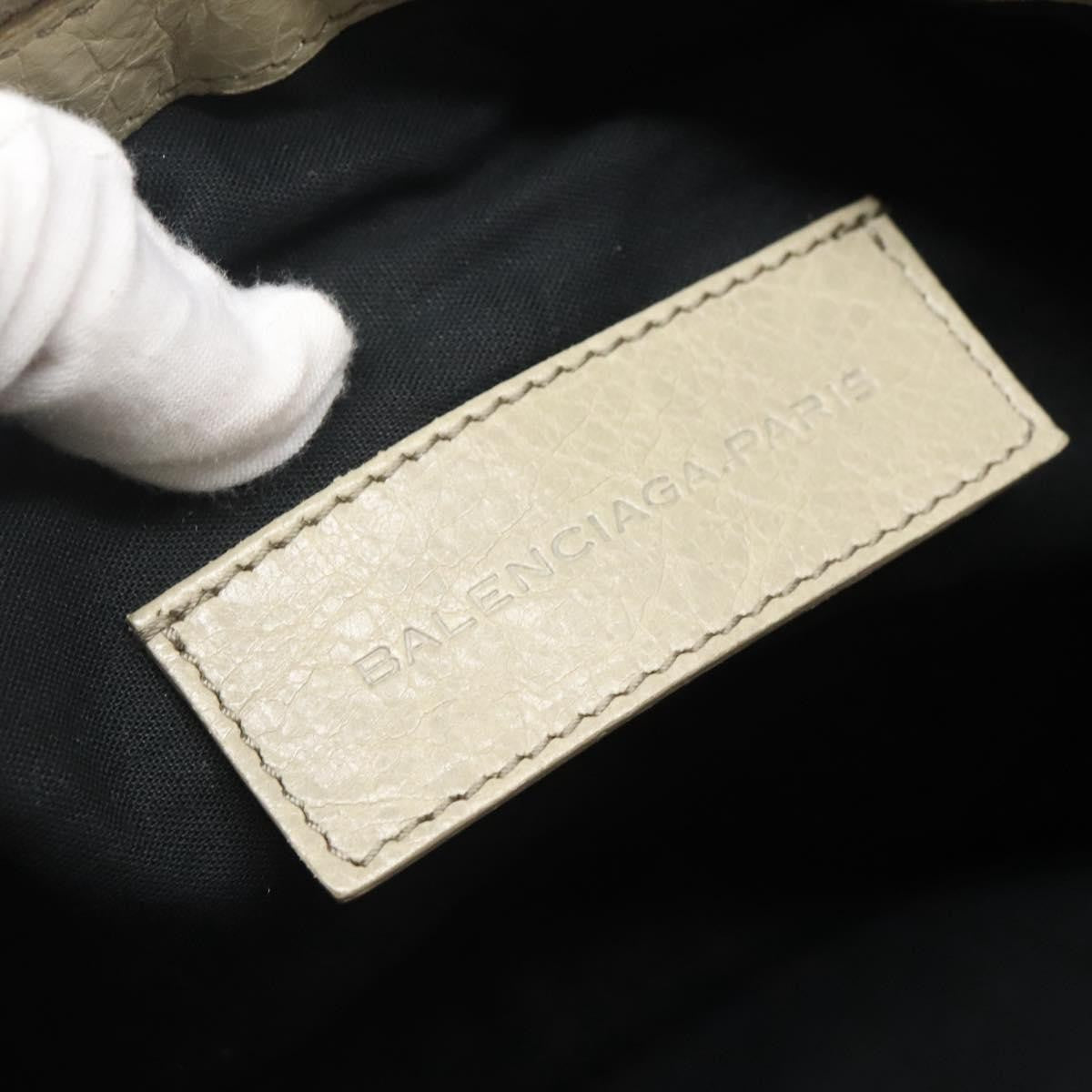 Balenciaga Classic City Clip Pouch Leather Beige Leather Clutche & Pouche Bag (Pre-Owned)