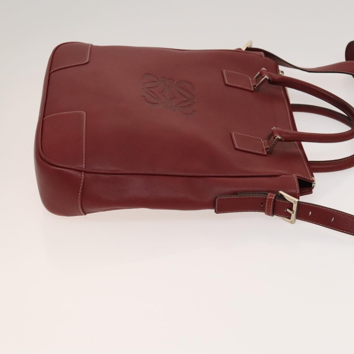 Loewe Vintage Anagram Tote Leather Burgundy Leather Tote Bag Bag (Pre-Owned)