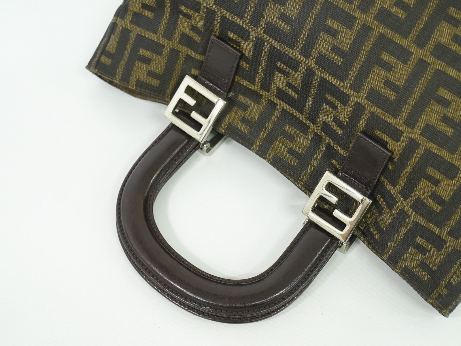 Fendi Zucca Tote Bag Ff Motif Brown Canvas Handbag (Pre-Owned)