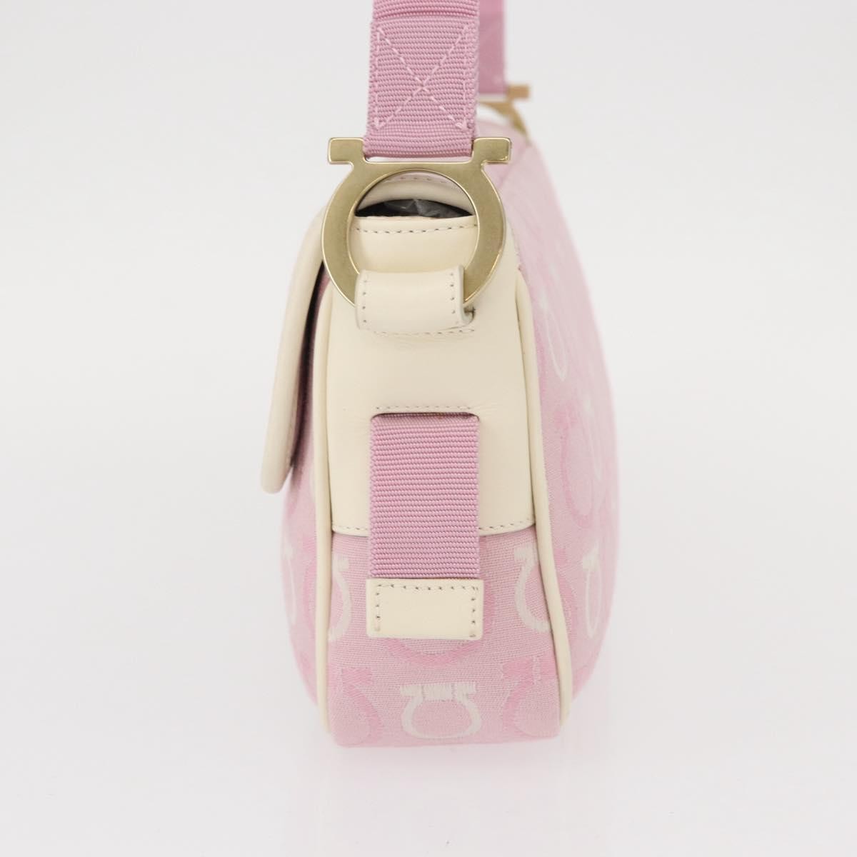 Salvatore Ferragamo Gancini Shoulder Bag Canvas Pink Canvas Shoulder Bag Bag (Pre-Owned)