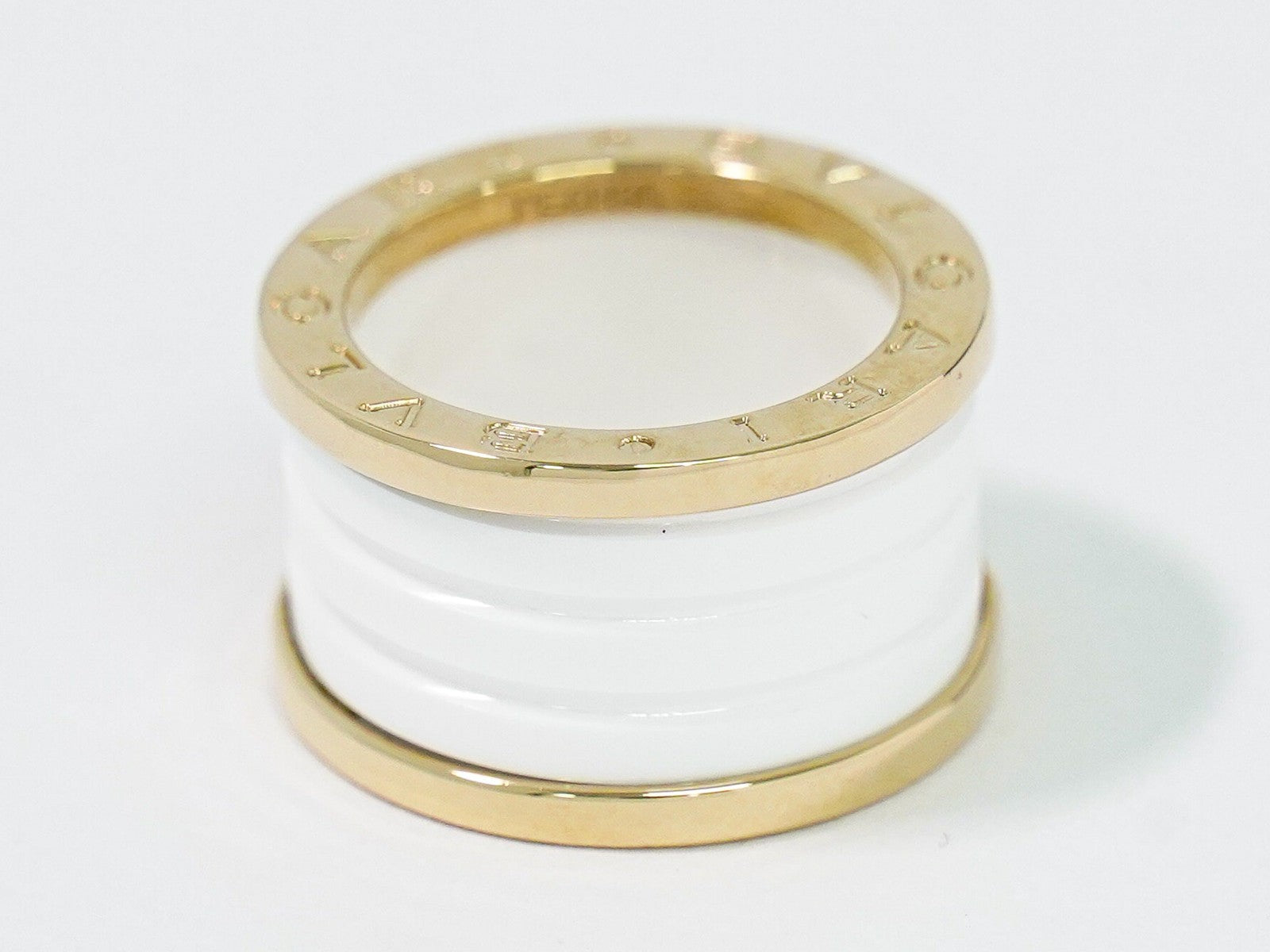 Bvlgari B.Zero1 Three Band Ring 18K Yellow Gold And Ceramic Gold Yellow_Gold Ring Jewelry (Pre-Owned)