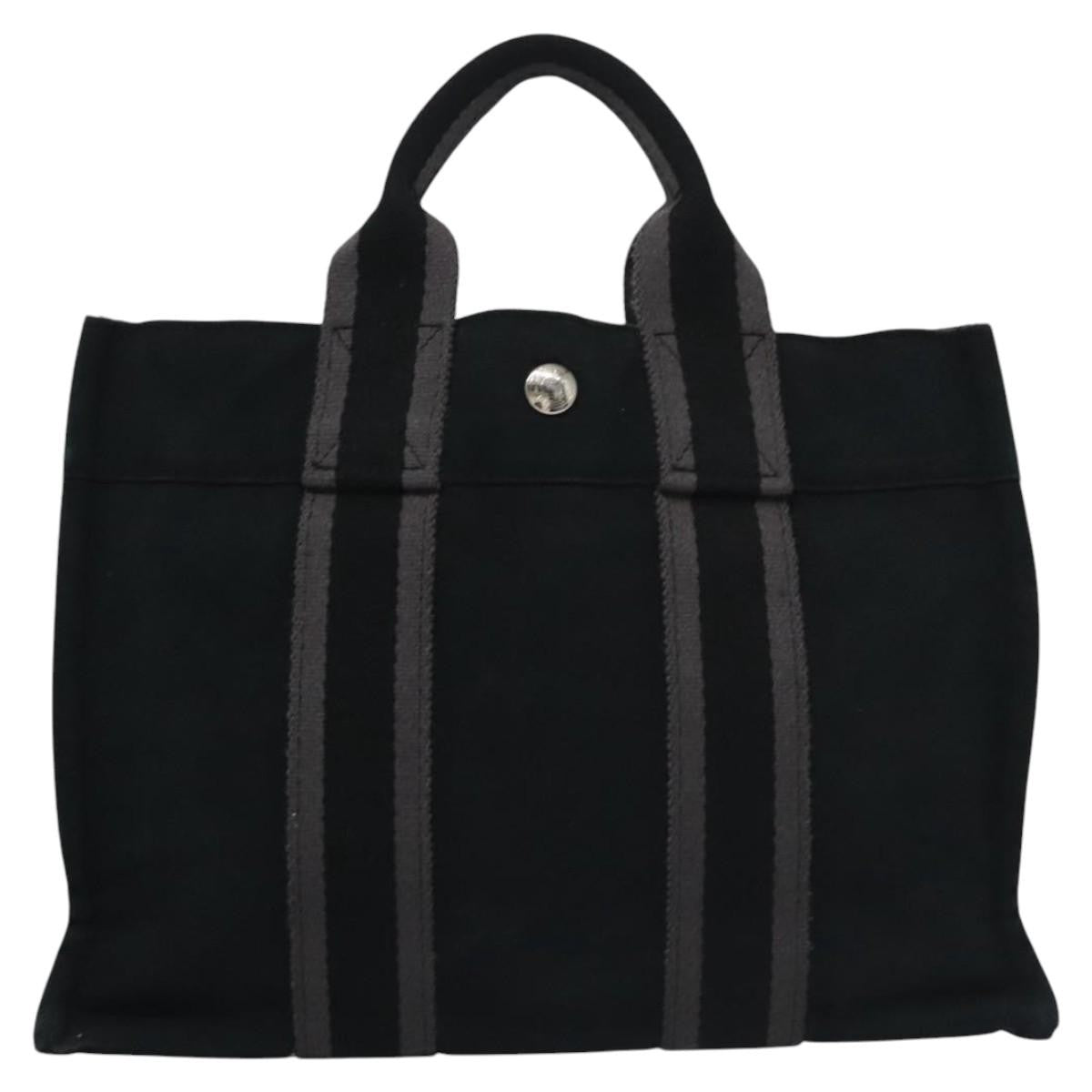 Hermes Fourre Tout Tote Canvas Black Canvas Tote Bag Bag (Pre-Owned)
