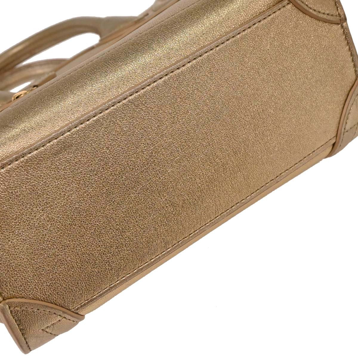 Celine Luggage Bag Smooth Leather Gold Leather Tote Bag Bag (Pre-Owned)