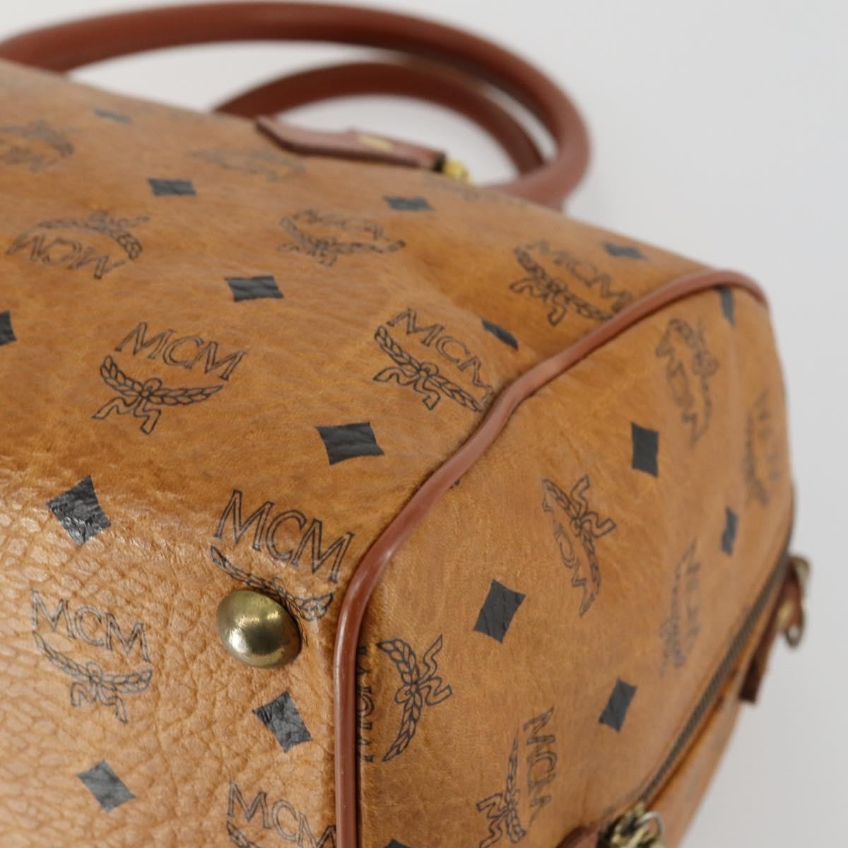 MCM Visetos Logogramme Handbag Canvas And Leather Brown Canvas Handbag (Pre-Owned)