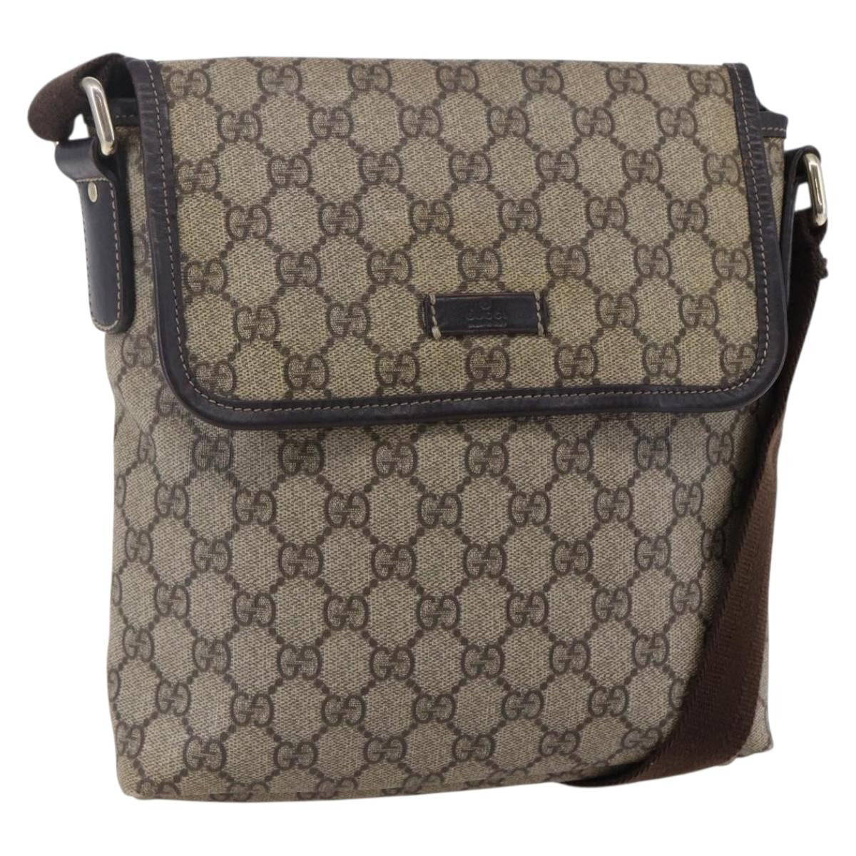 Gucci Flap Messenger Gg Coated Canvas Beige Canvas Shoulder Bag Bag (Pre-Owned)