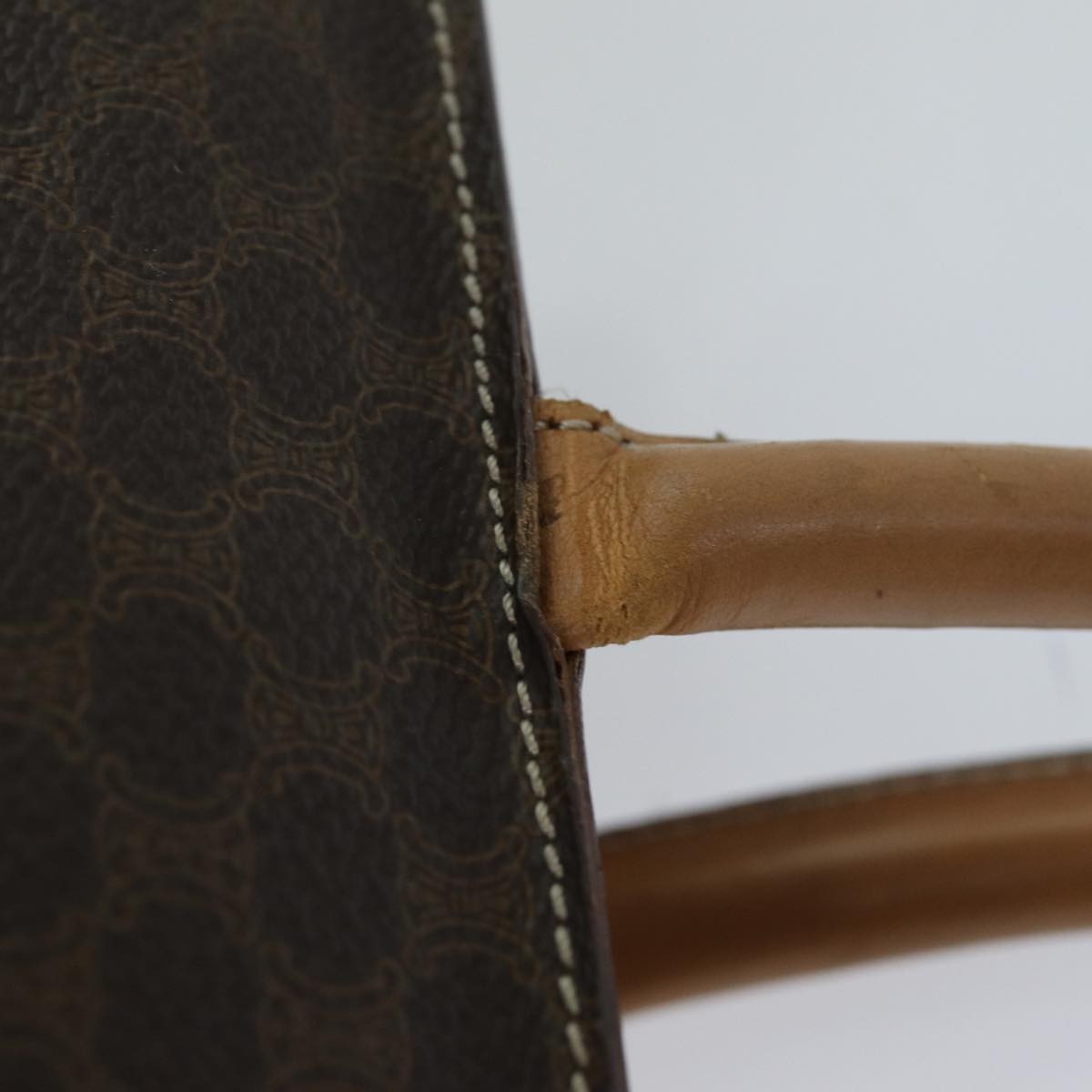 Celine Vintage Macadam Tote Bag Canvas And Leather Brown Canvas Tote Bag Bag (Pre-Owned)