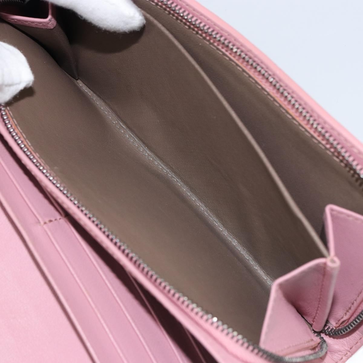 Bottega Veneta Intrecciato Long Zip  Wallet Leather Pink Leather Wallets Accessory (Pre-Owned)