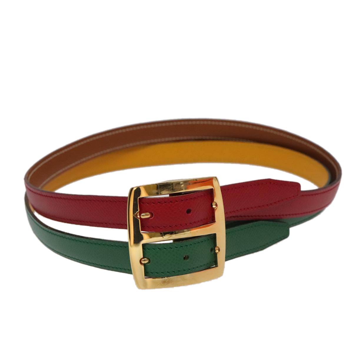 Hermes Double Hole Buckle Belt Metal And Leather Multicolour Leather Belts Accessory (Pre-Owned)