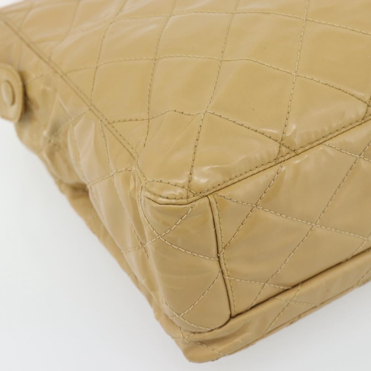 Chanel Vintage Front Pocket Shoulder Bag Leather Beige Patent_Leather Shoulder Bag Bag (Pre-Owned)