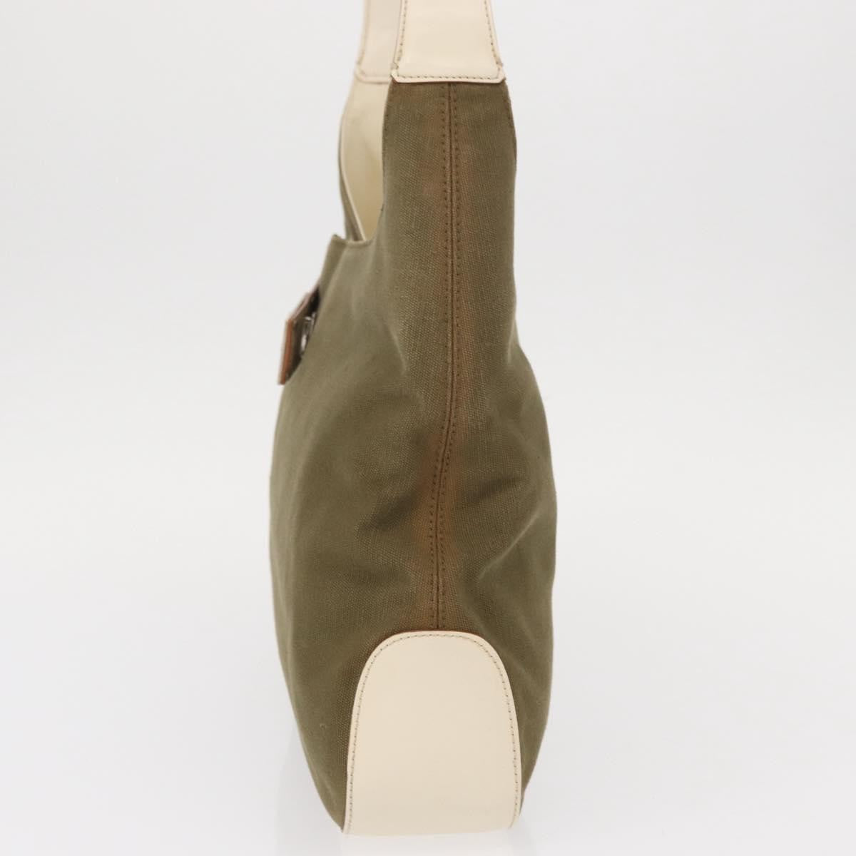 Salvatore Ferragamo Gancini Shoulder Bag Canvas Khaki Canvas Shoulder Bag Bag (Pre-Owned)