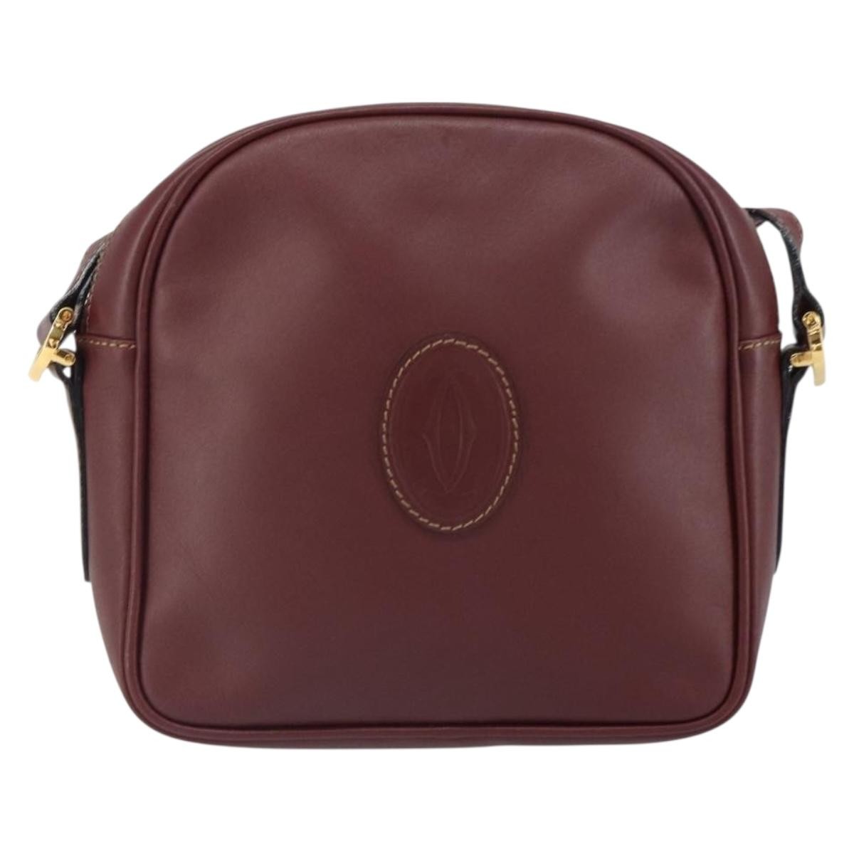 Cartier Must De Cartier Shoulder Bag Leather Burgundy Leather Shoulder Bag Bag (Pre-Owned)