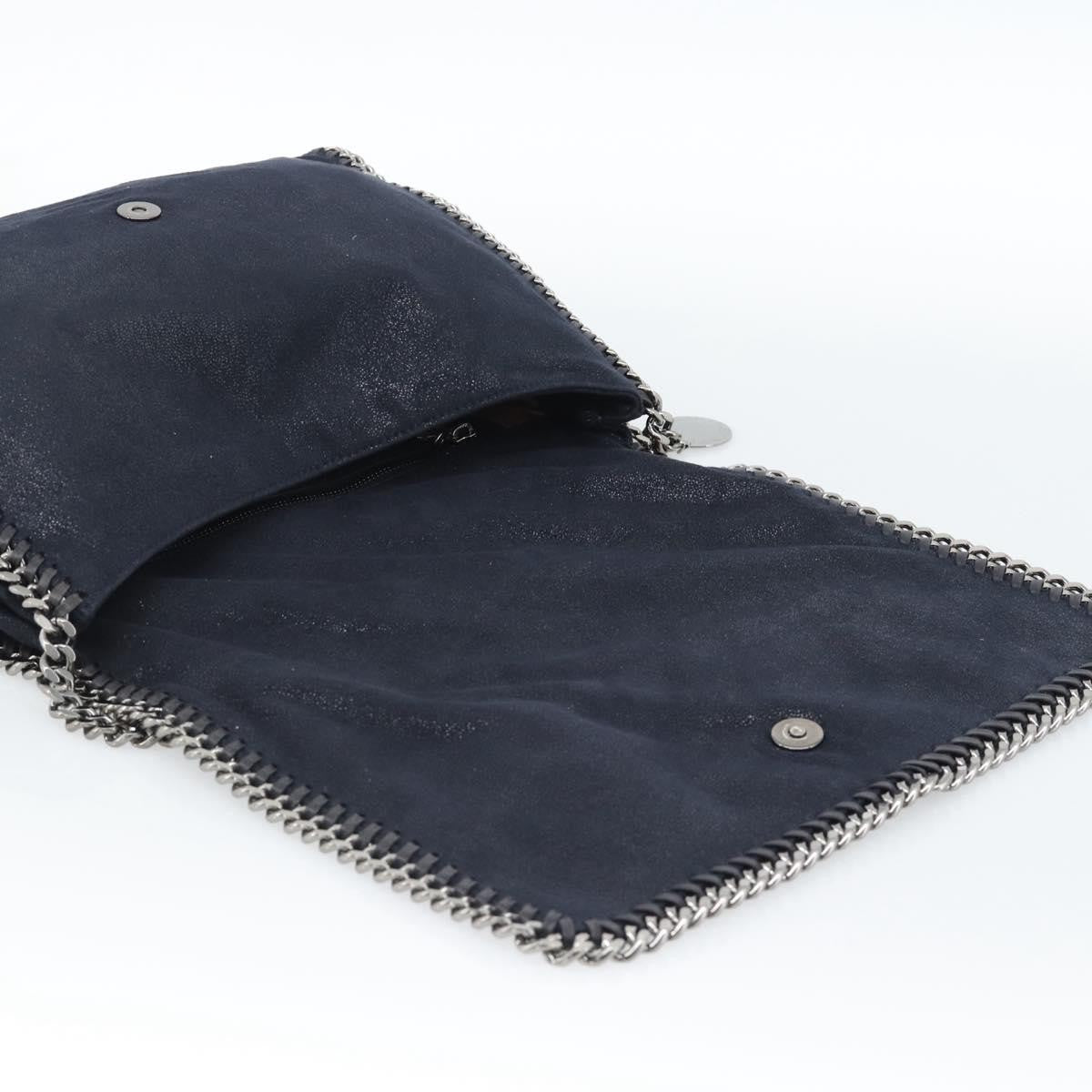 Stella Mccartney Falabella Fold Over Flap Crossbody Bag Shaggy Deer Navy Synthetic Shoulder Bag Bag (Pre-Owned)