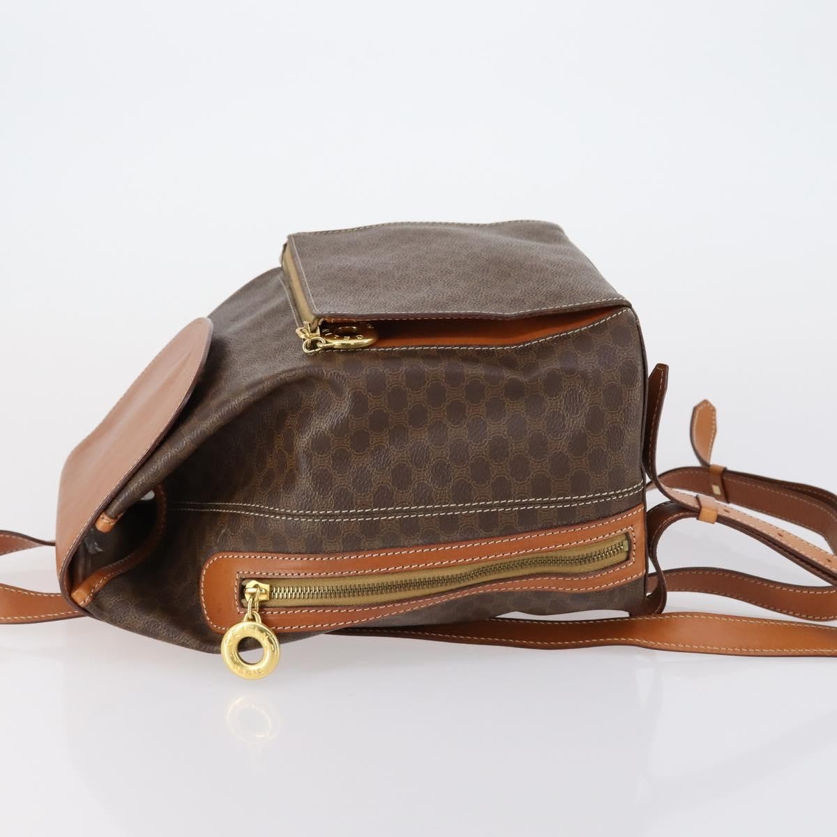 Celine Vintage Macadam Backpack Canvas And Leather Brown Canvas Backpack Bag (Pre-Owned)