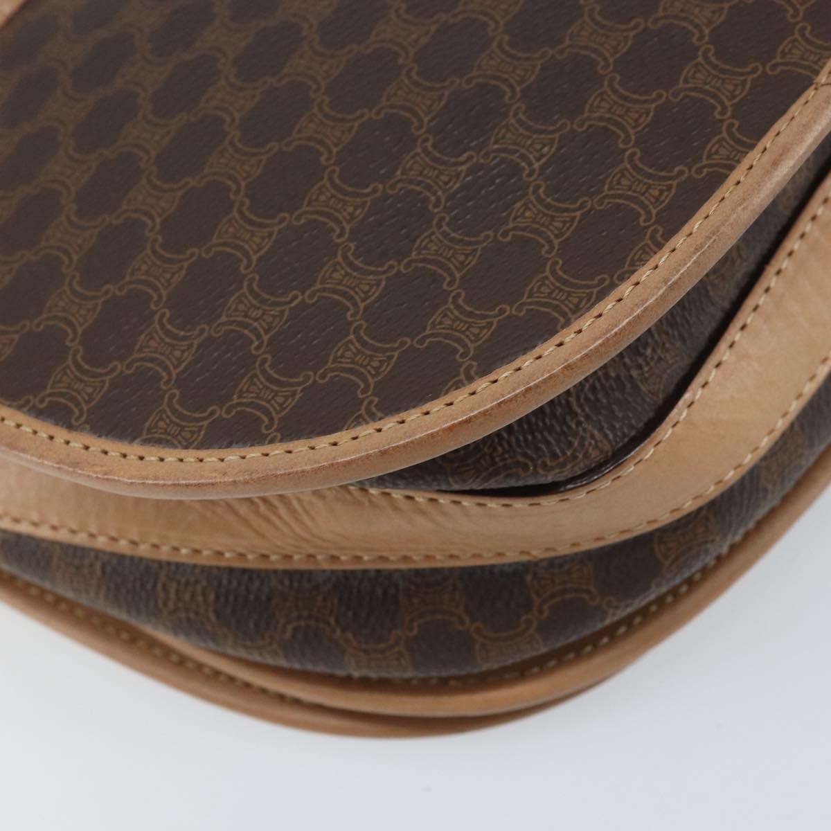 Celine Vintage Macadam Shoulder Bag Canvas And Leather Brown Canvas Shoulder Bag Bag (Pre-Owned)
