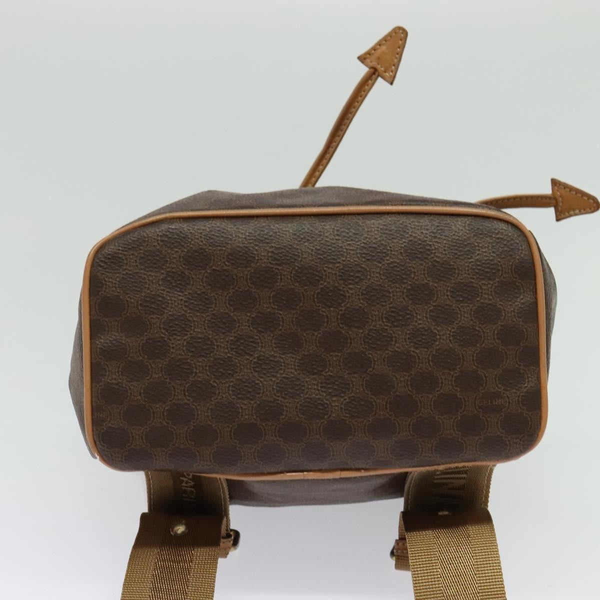Celine Vintage Macadam Backpack Canvas And Leather Brown Canvas Backpack Bag (Pre-Owned)