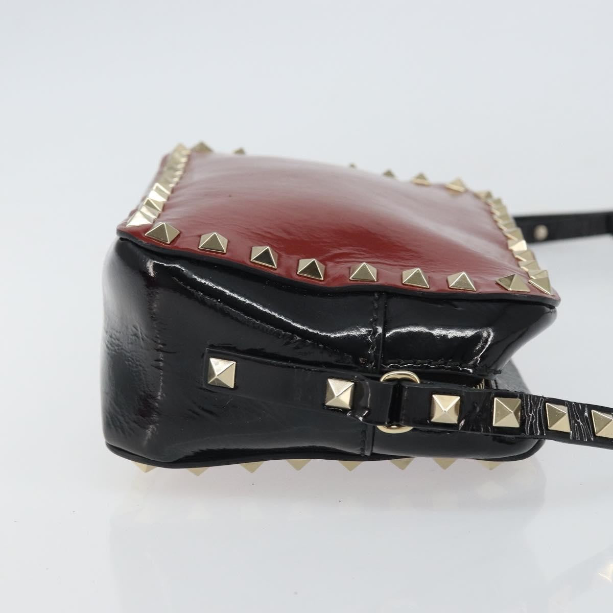 Valentino Garavani Rockstud Chain Camera Crossbody Bag Patent Leather Red Patent_Leather Clutche & Pouche Bag (Pre-Owned)