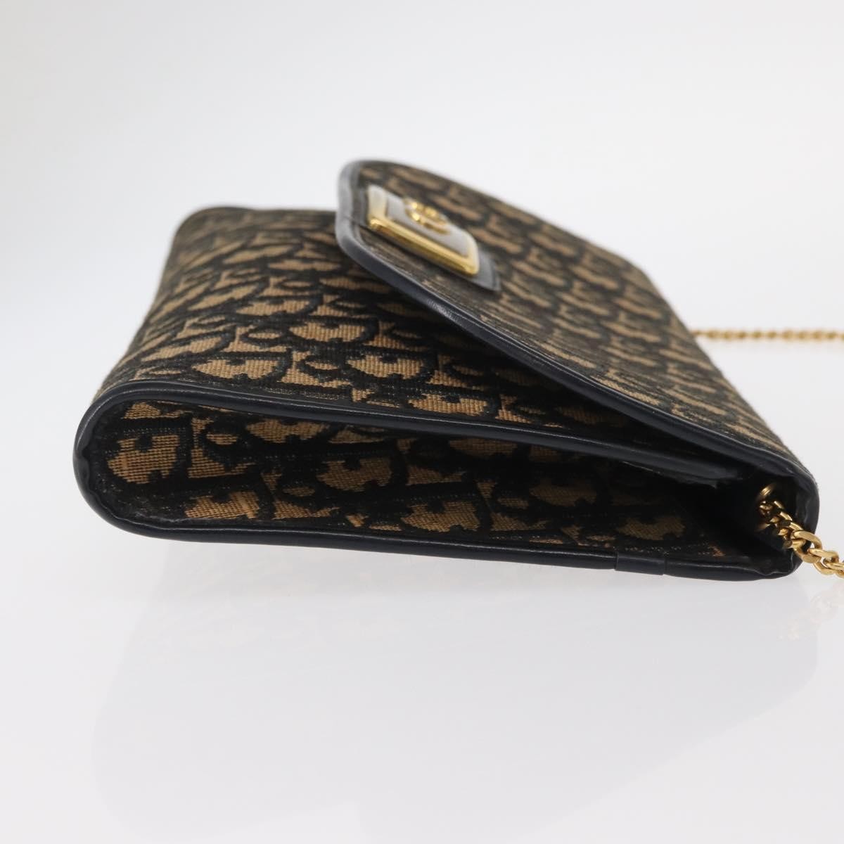 Christian Dior Vintage Cd Chain Flap Shoulder Bag Diorissimo Canvas Navy Canvas Shoulder Bag Bag (Pre-Owned)