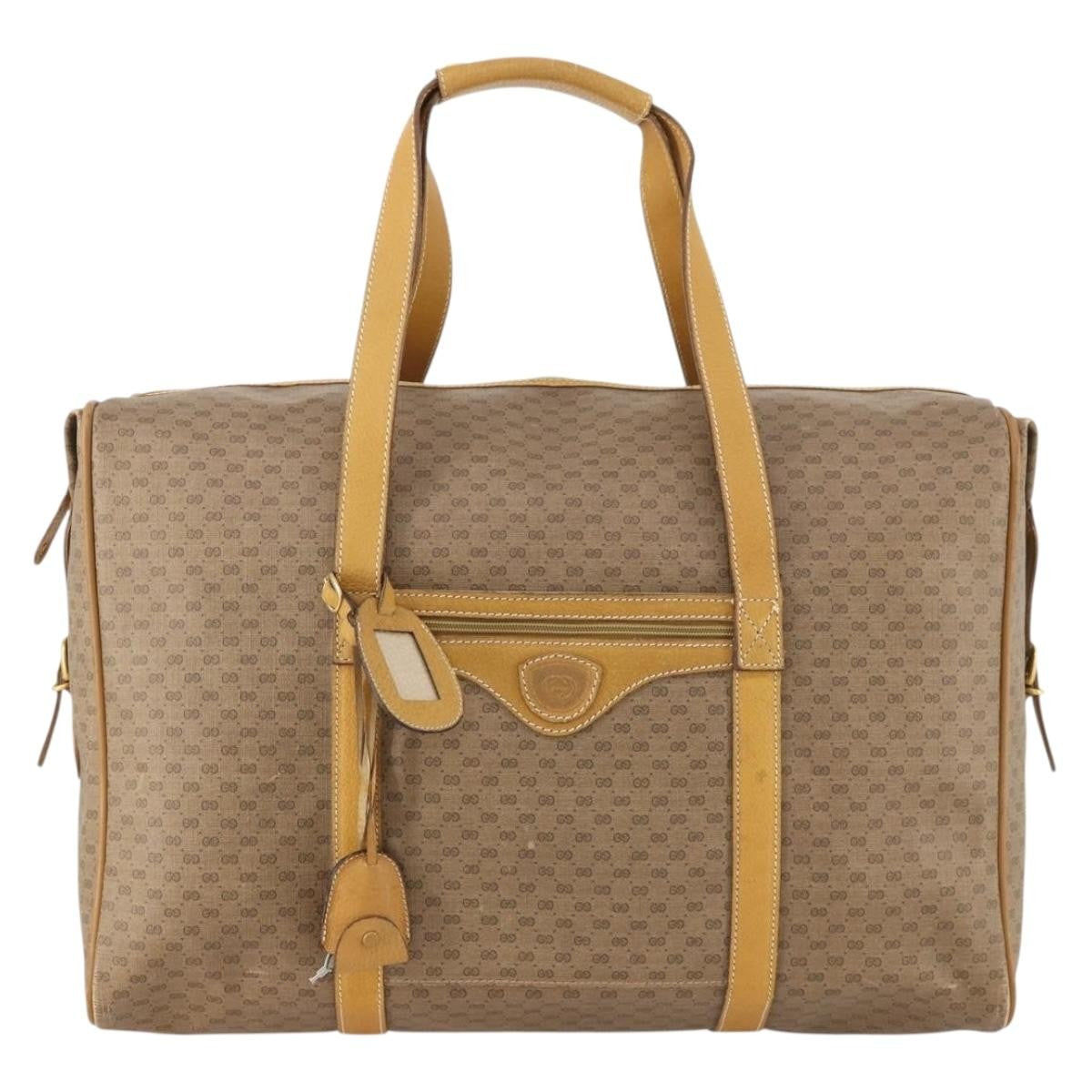 Gucci Vintage Travel Bag Gg Canvas Beige Pvc Travel Bag Bag (Pre-Owned)