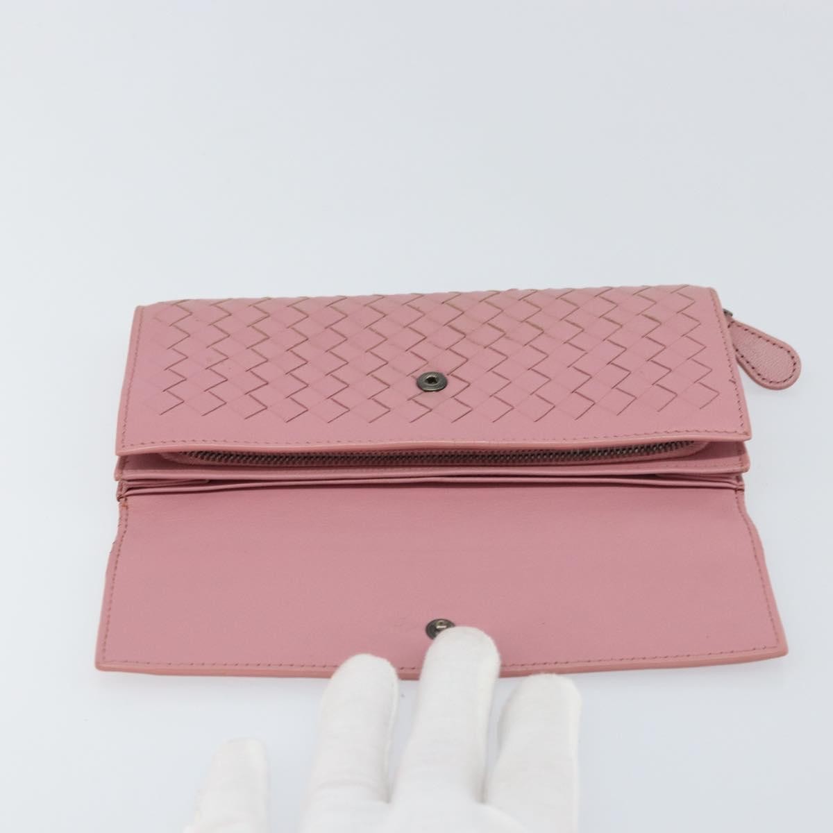 Bottega Veneta Intrecciato Long Zip  Wallet Leather Pink Leather Wallets Accessory (Pre-Owned)