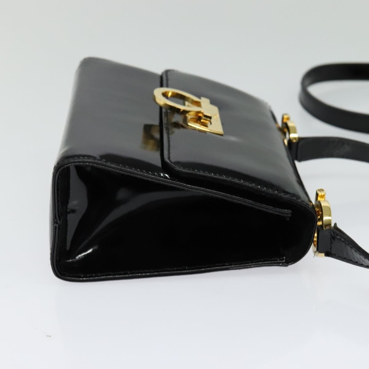 Salvatore Ferragamo Gancini Shoulder Bag Patent Leather Black Patent_Leather Shoulder Bag Bag (Pre-Owned)