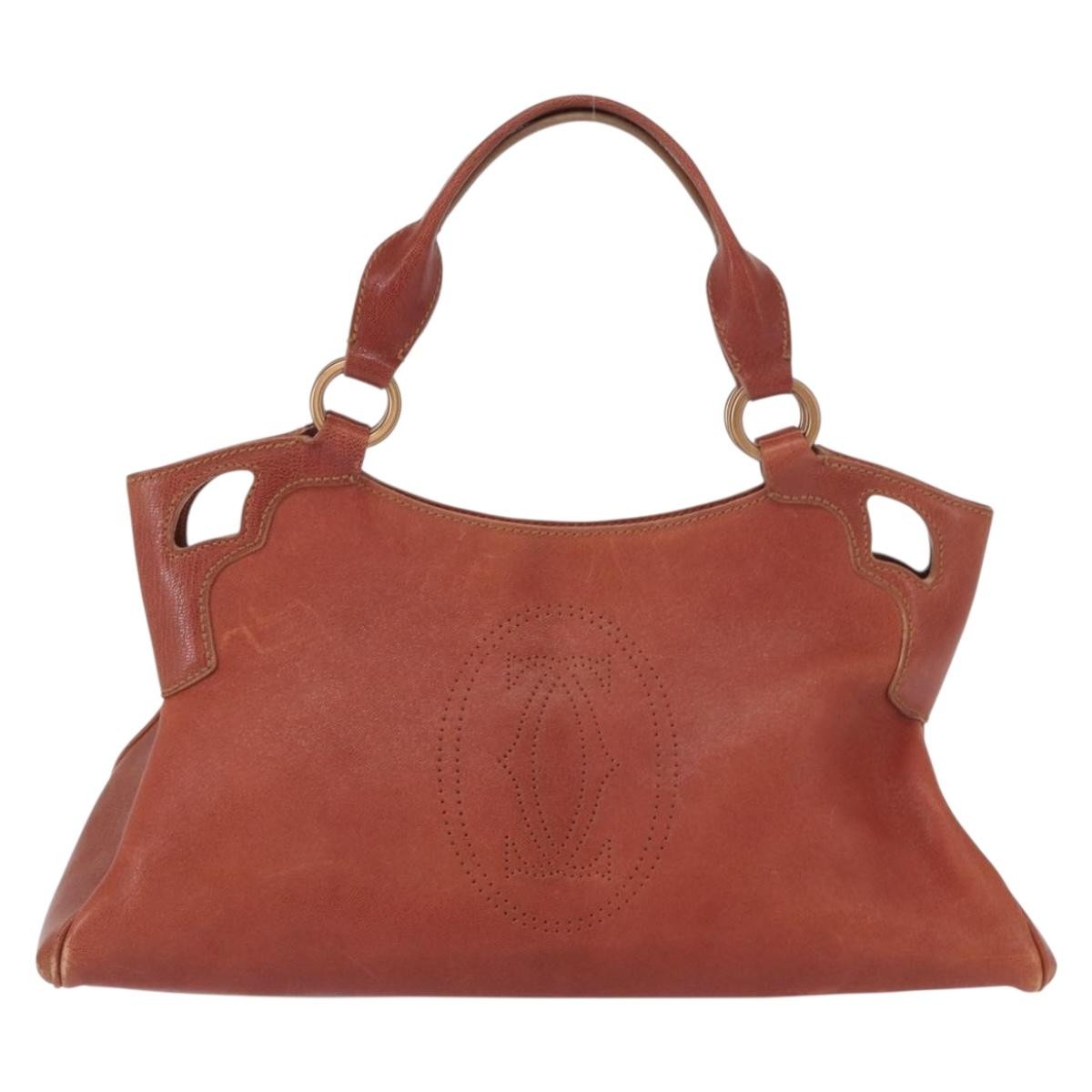Cartier Marcello Handbag Leather Brown Leather Handbag (Pre-Owned)