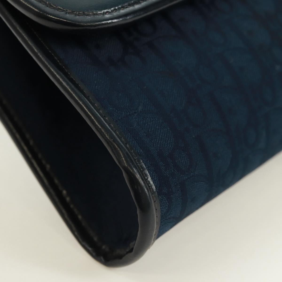 Christian Dior Vintage Chain Flap Shoulder Bag Diorissimo Canvas Navy Canvas Shoulder Bag Bag (Pre-Owned)