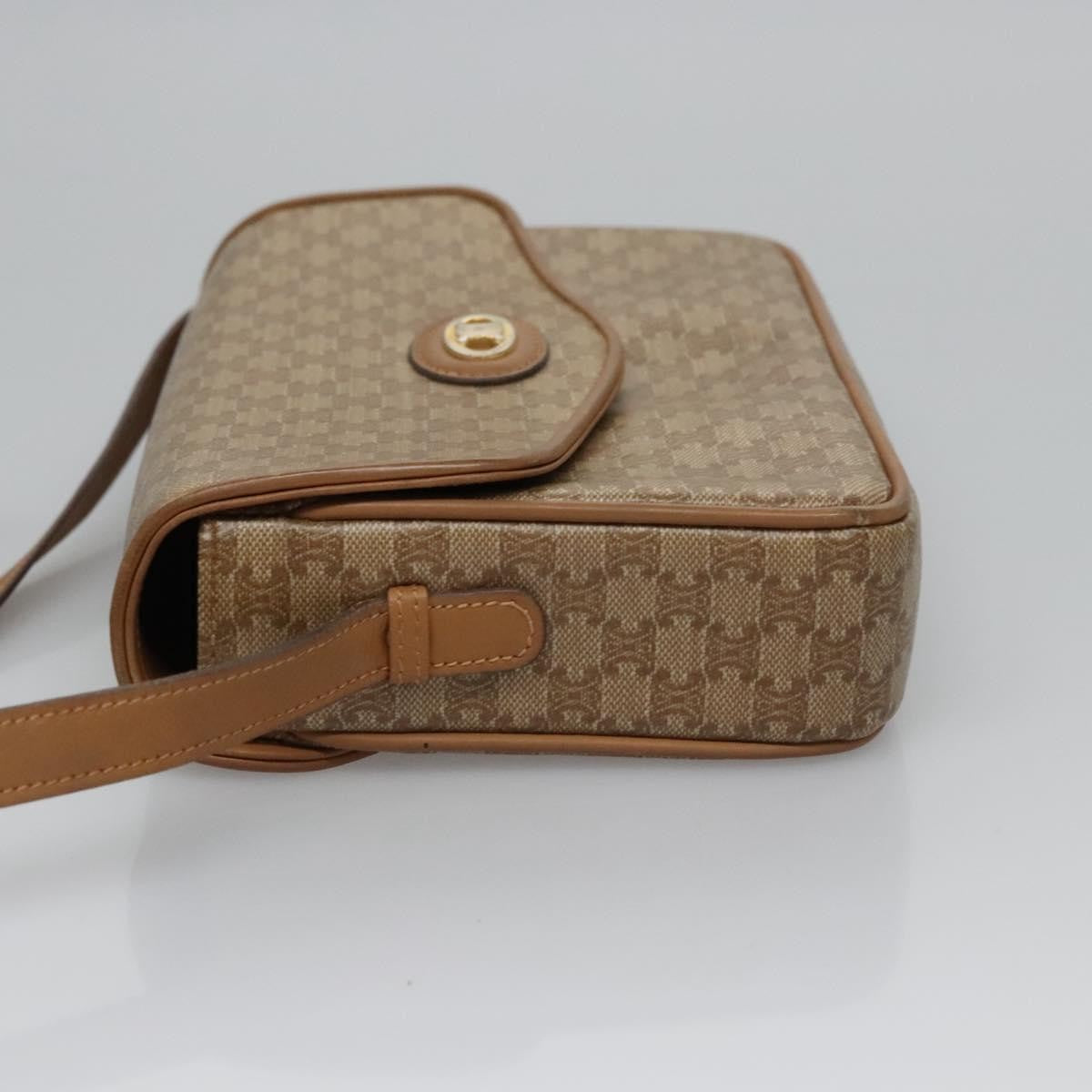 Celine Vintage Macadam Shoulder Bag Canvas And Leather Beige Canvas Shoulder Bag Bag (Pre-Owned)
