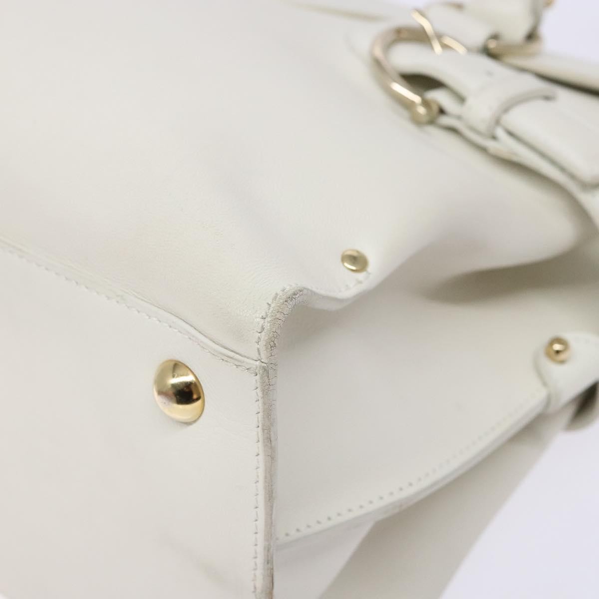 Salvatore Ferragamo Virna Satchel Leather White Leather Handbag (Pre-Owned)