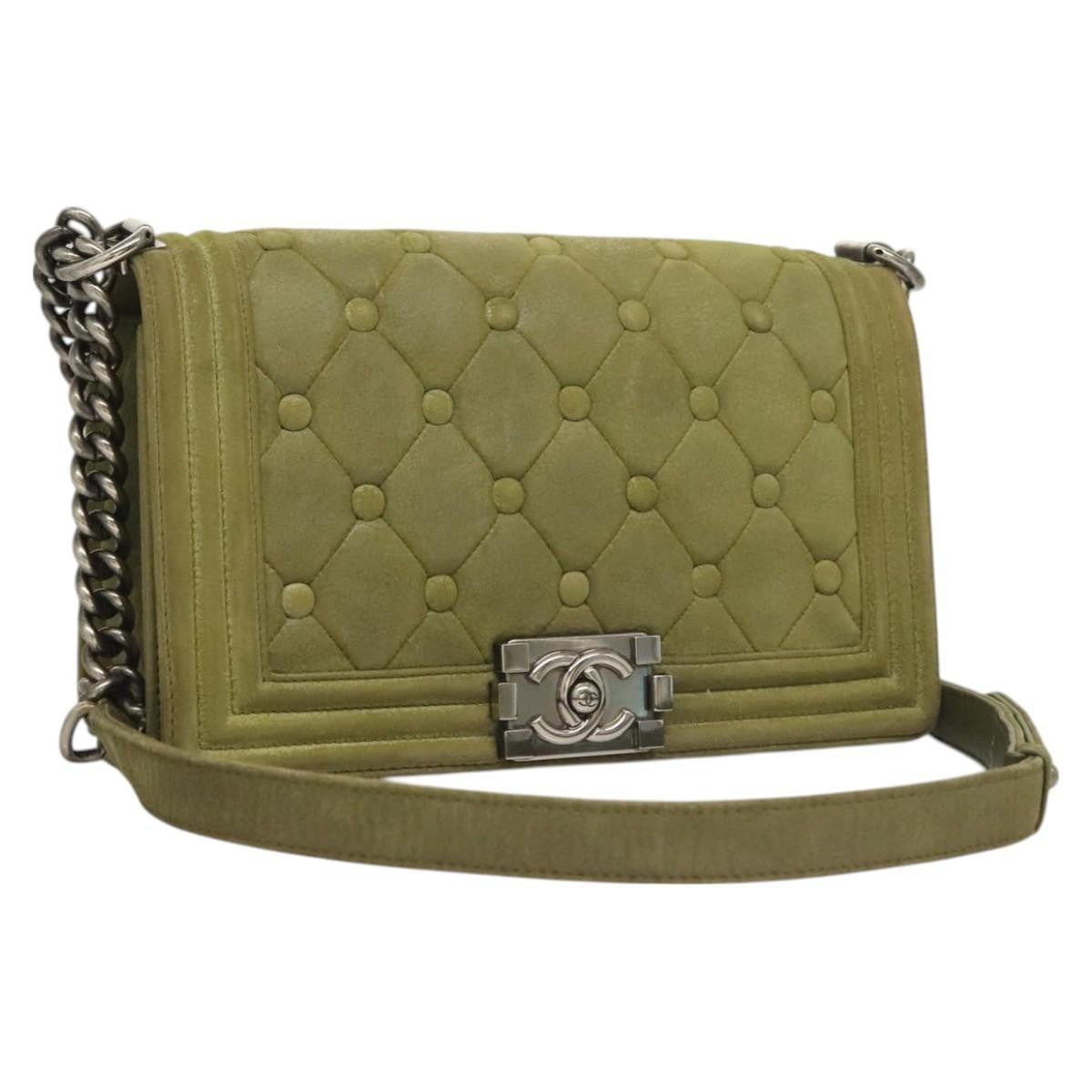 Chanel Celtic Boy Flap Bag Suede Green Suede Shoulder Bag Bag (Pre-Owned)