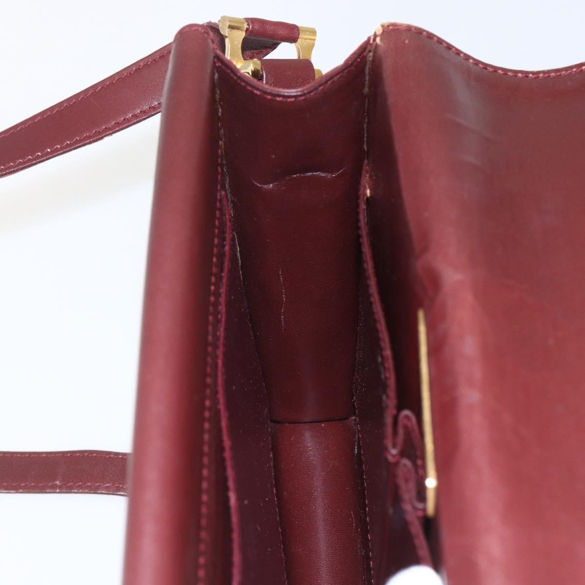 Cartier Must De Cartier Shoulder Bag Leather Burgundy Leather Shoulder Bag Bag (Pre-Owned)