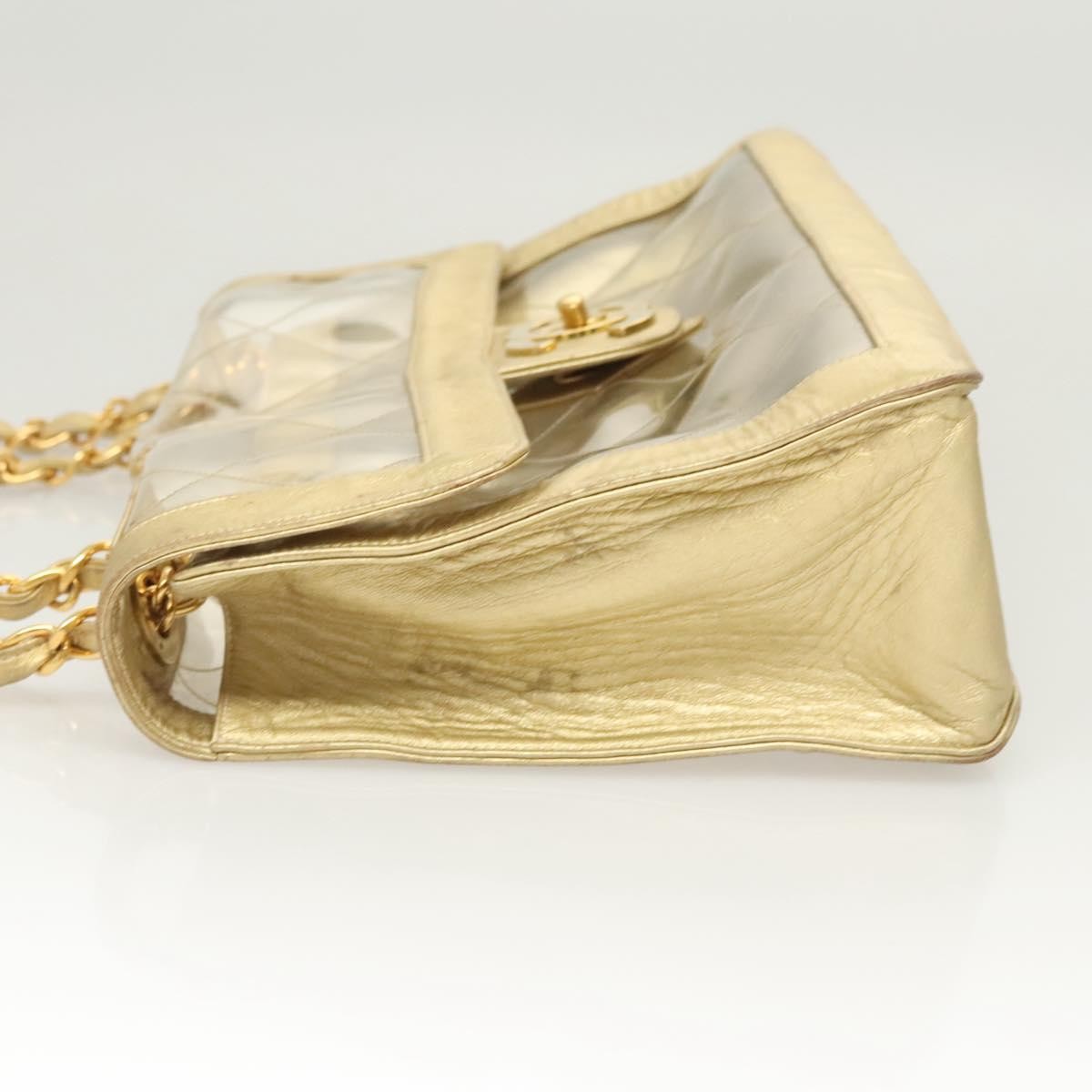 Chanel Classic Single Flap Bag Quilted Applique Vinyl Clear Vinyl Bag (Pre-Owned)