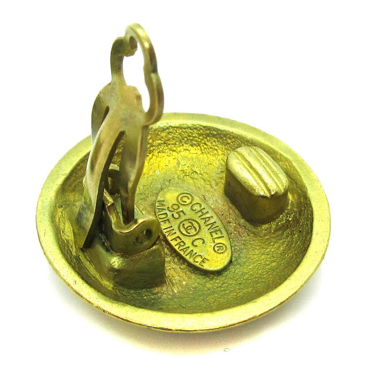 Chanel Cc Button Clip-On Earrings Metal Gold Metal Earrings Jewelry (Pre-Owned)