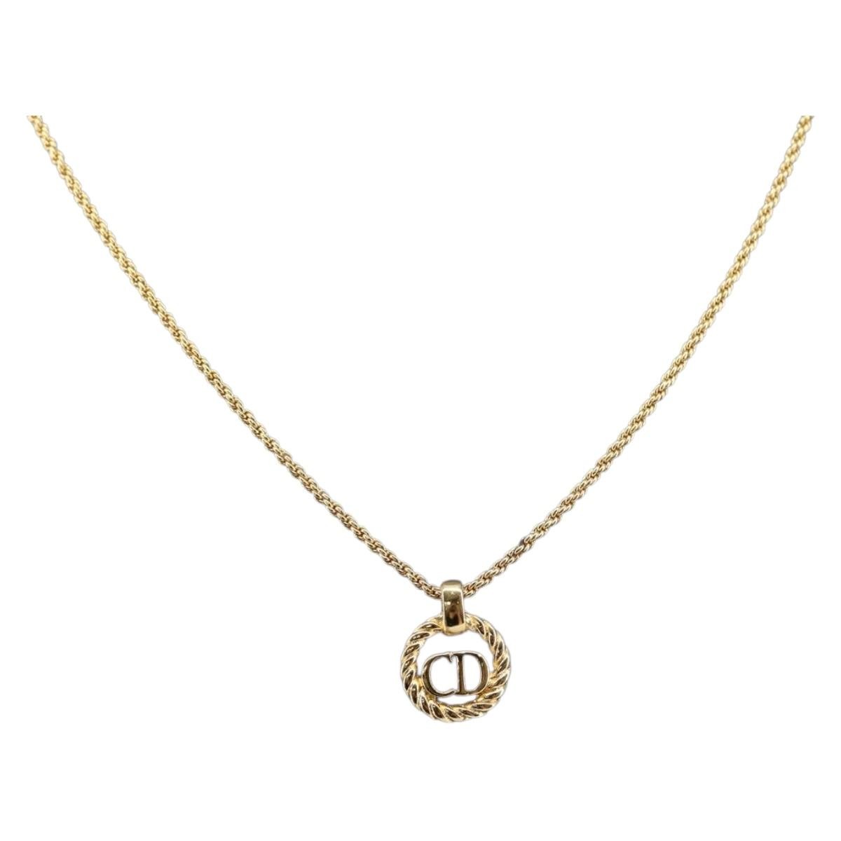 Christian Dior Cd Pendant Necklace Metal Gold Metal Jewelry (Pre-Owned)