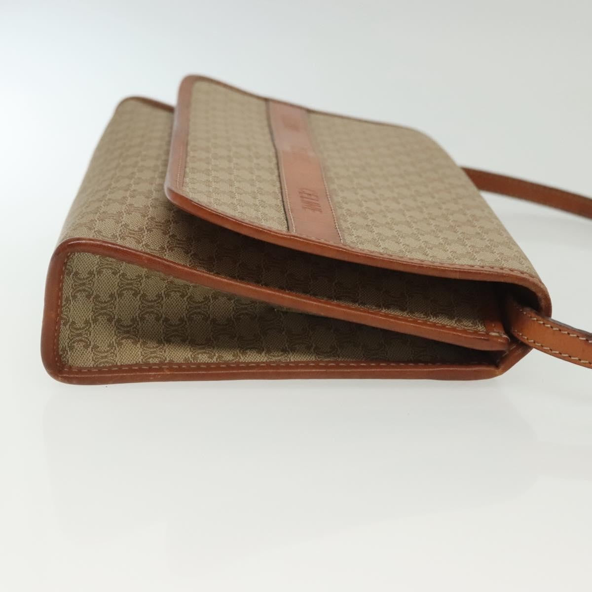 Celine Vintage Macadam Shoulder Bag Canvas And Leather Beige Canvas Bag (Pre-Owned)