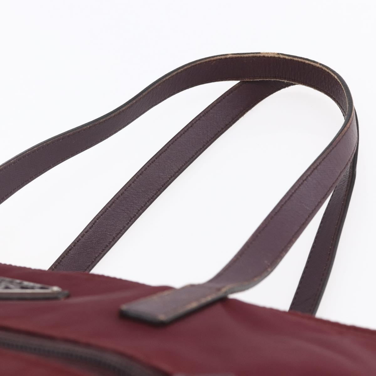 Prada Vintage Zip Tote Tessuto Burgundy Nylon Tote Bag Bag (Pre-Owned)