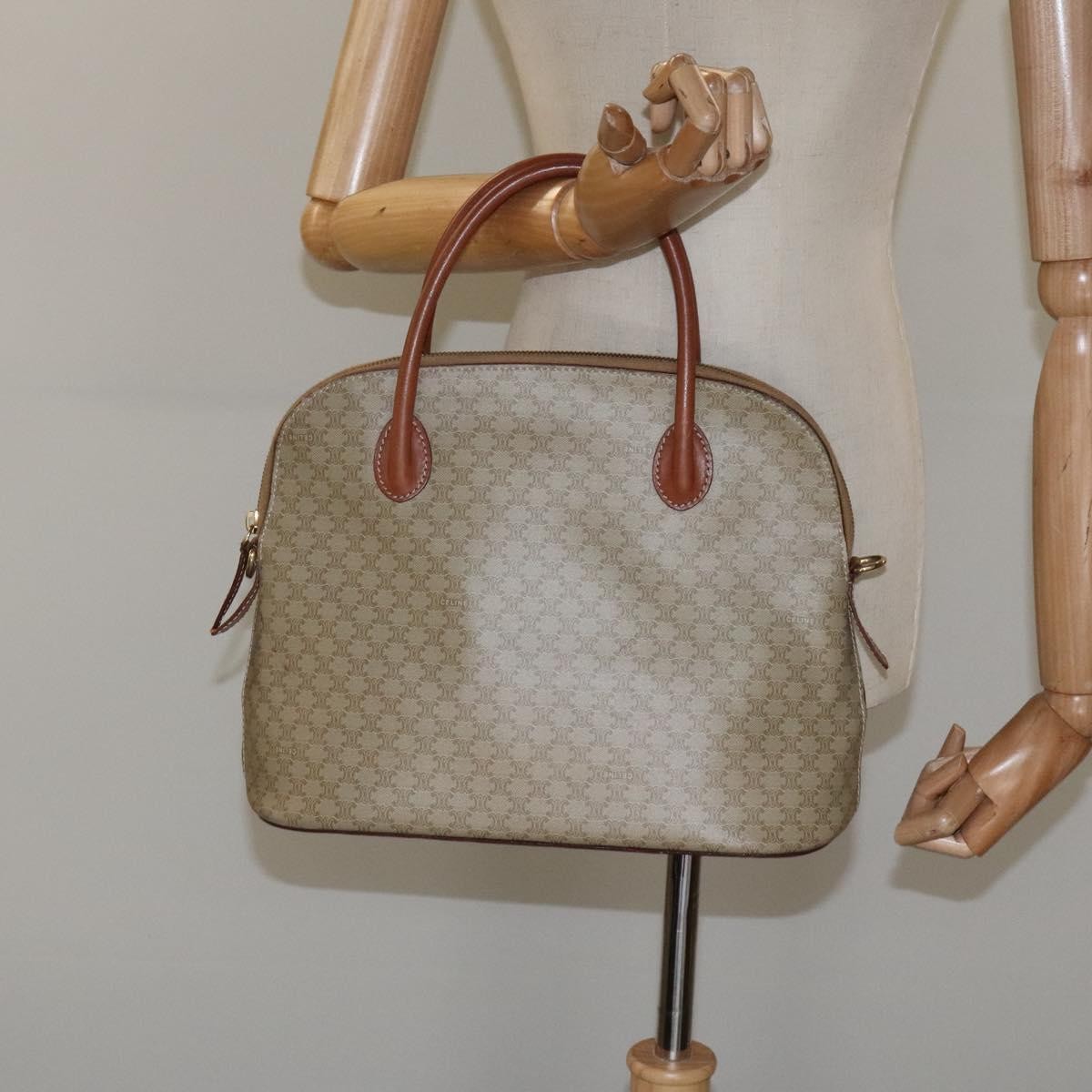 Celine Vintage Macadam Handbag Canvas And Leather Beige Canvas Handbag (Pre-Owned)