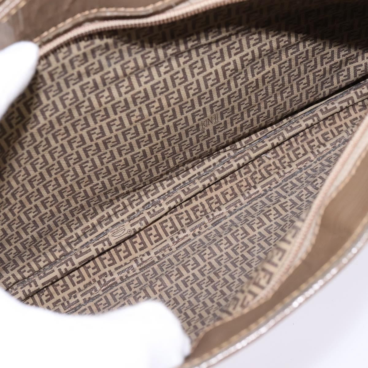 Fendi Vintage Zip Crossbody Bag Zucchino Canvas Beige Canvas Shoulder Bag Bag (Pre-Owned)