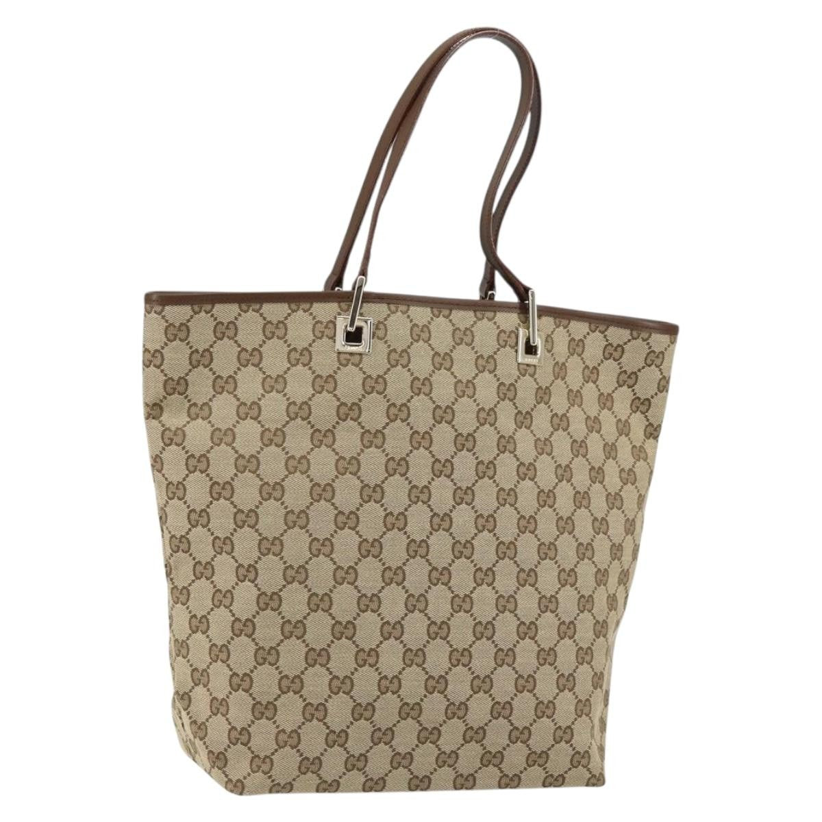Gucci Vintage Bucket Shopping Tote Gg Canvas Beige Canvas Tote Bag Bag (Pre-Owned)