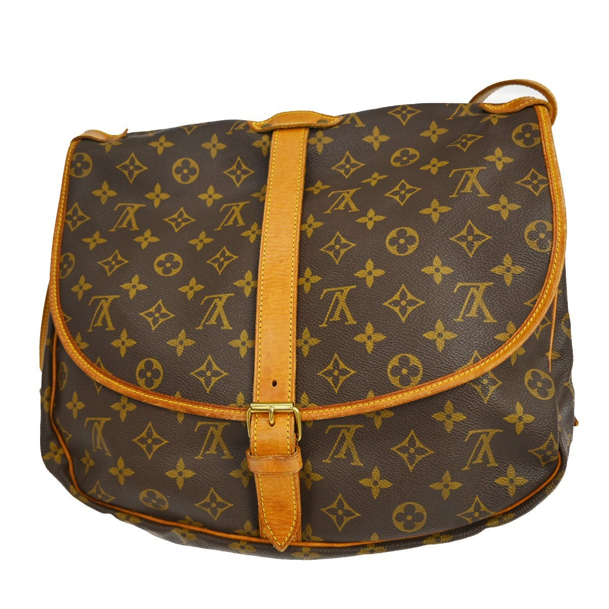 Louis Vuitton Saumur Handbag Monogram Canvas Brown Canvas Shoulder Bag Bag (Pre-Owned)