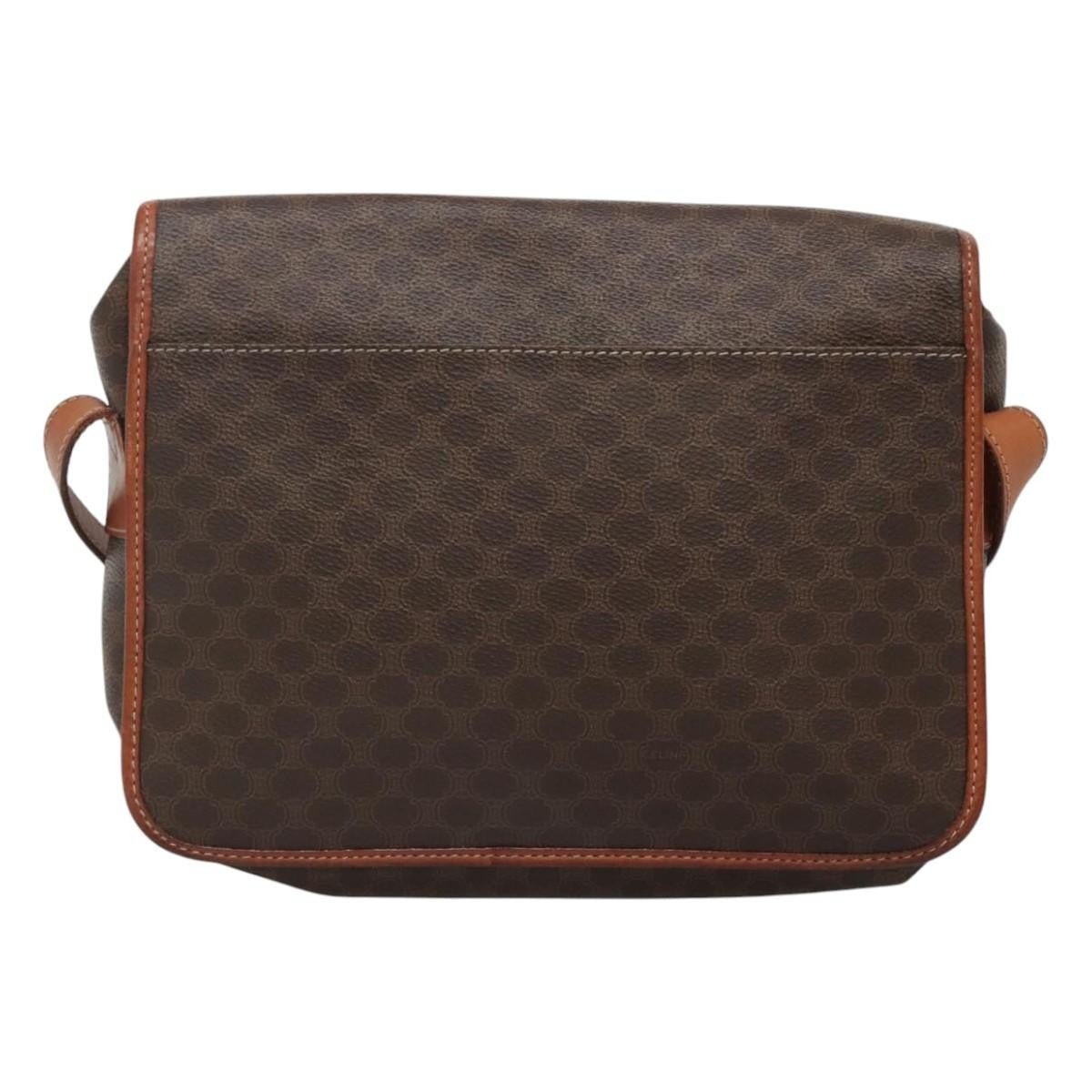 Celine Vintage Macadam Shoulder Bag Canvas And Leather Brown Canvas Shoulder Bag Bag (Pre-Owned)