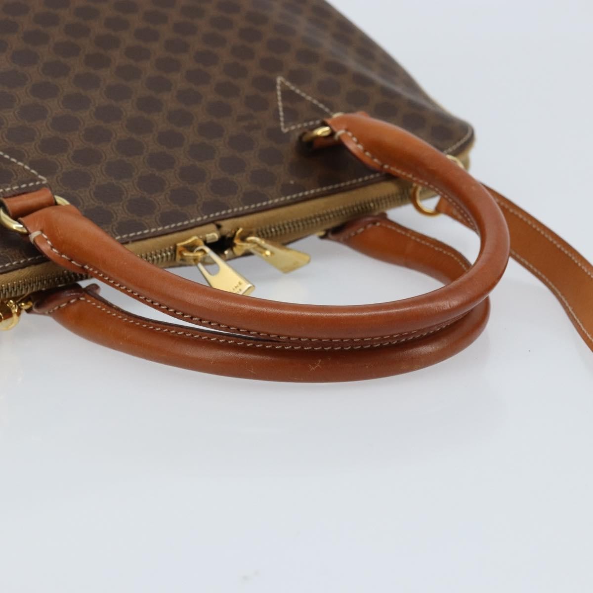 Celine Vintage Macadam Handbag Canvas And Leather Brown Canvas Handbag (Pre-Owned)