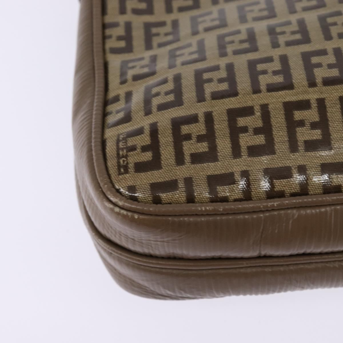Fendi Vintage Zip Crossbody Bag Zucchino Canvas Beige Canvas Shoulder Bag Bag (Pre-Owned)