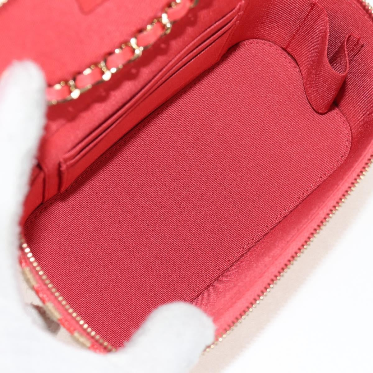 Chanel Classic Vanity Case With Chain Striped Raffia And Jute Beige Canvas Clutche & Pouche Bag (Pre-Owned)
