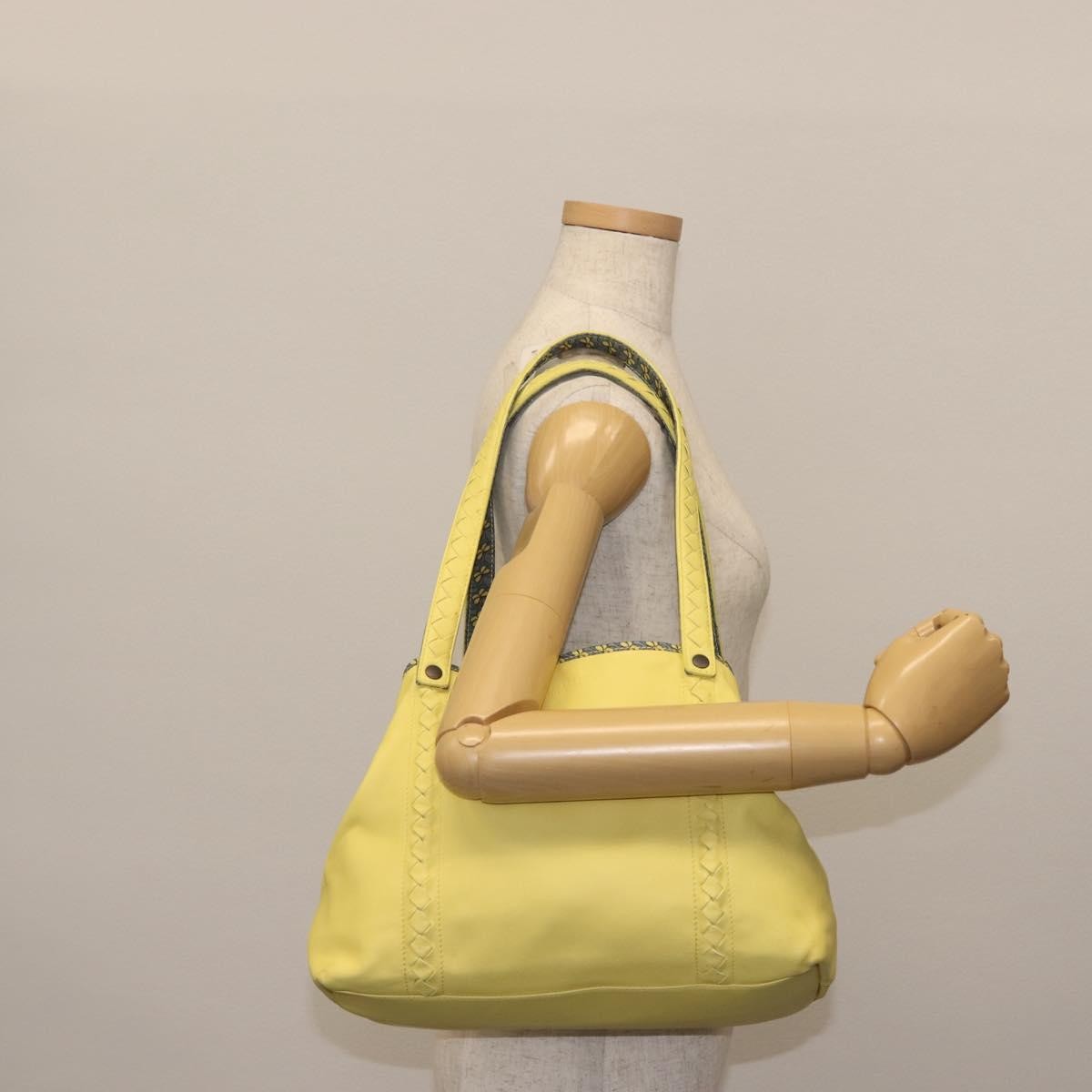 Bottega Veneta A-Shape Tote Leather With Intrecciato Detail Yellow Leather Shoulder Bag Bag (Pre-Owned)