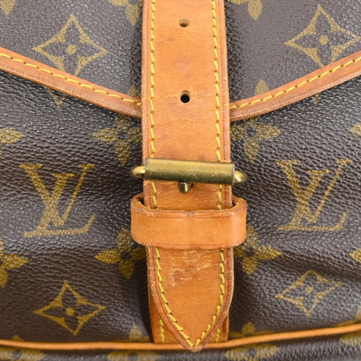 Louis Vuitton Saumur Handbag Monogram Canvas Brown Canvas Shoulder Bag Bag (Pre-Owned)